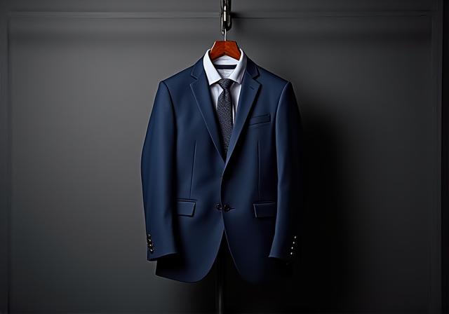 Abito formale in lana pesante blu navy
