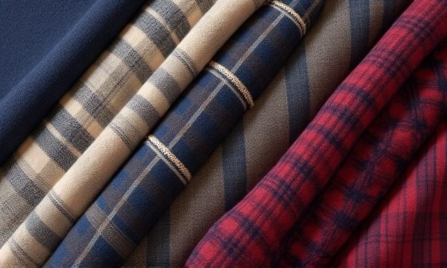 Assortimento di rotoli di tessuto e mazzette sartoriali